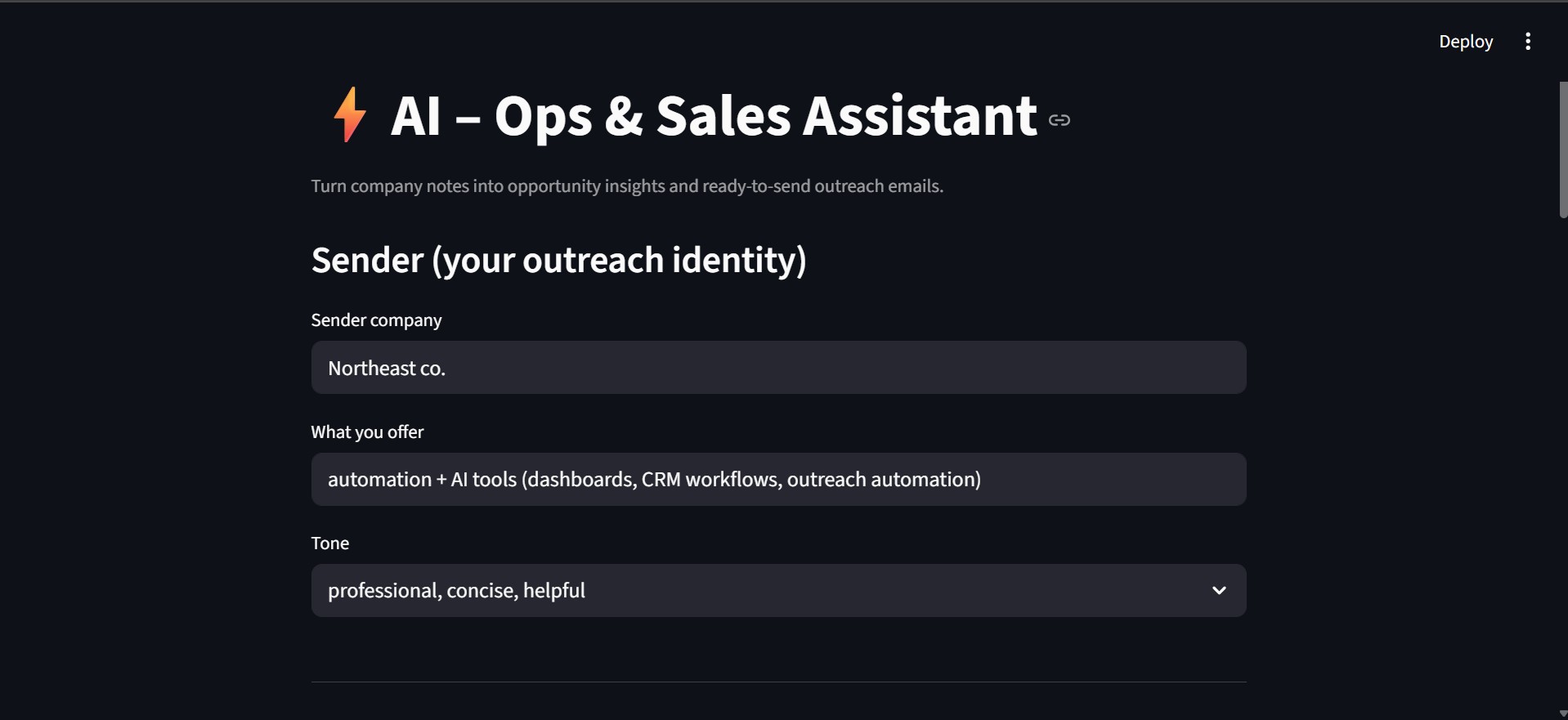 Sales Outreach Demo screenshot